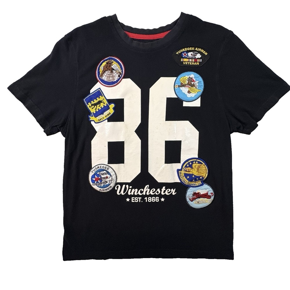 Winchester Men's M Black Tuskegee Airmen Military Patch Graphic T Shirt SEE DESC